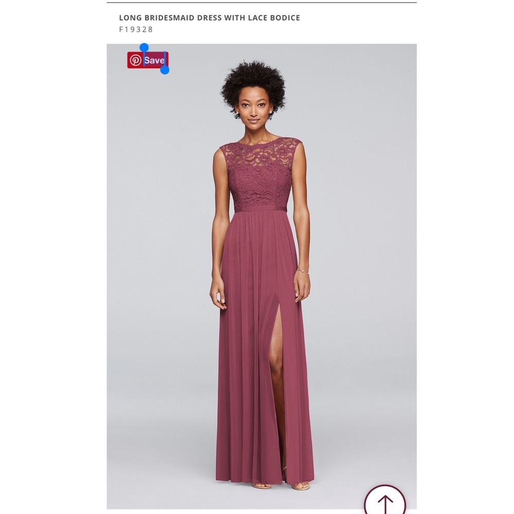 Long Bridesmaid Dress with Lace Bodice